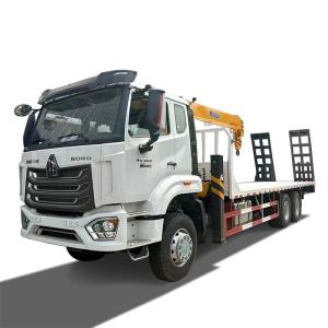 Quality SINOTRUK HOWO 6x4 Flat Bed Truck Mounted Crane wholesale