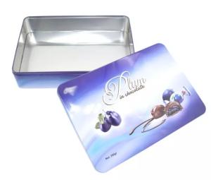 Quality Personalized Rectangle Cookie Tin Cans 350g Chocolate Packing Container wholesale