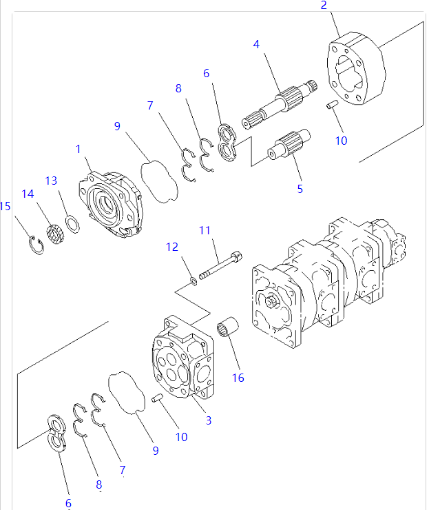 705-55-34180 705-55-34140 705-55-34181 Pump Assy KOMATSU Wheel Loader Spare Parts For WA350-3A-S