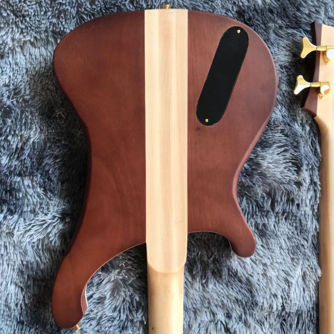 Custom Grand Rickenbacker Style 4 Strings Neck Through Body Electric Bass Guitar Carve Top Musical Instruments Factory