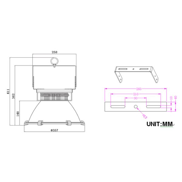 Square 100w Led High Bay Lamp Warm White 3000k High Bay Warehouse Lights