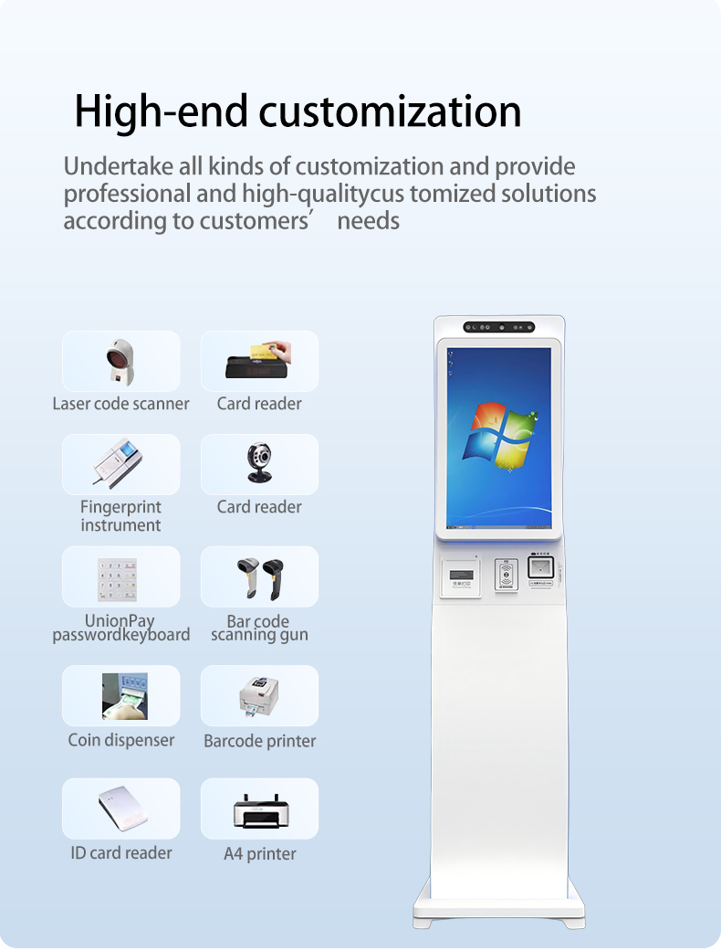 23.6-65 Inch Hotel Self-Service Kiosk with Touch Screen Payment