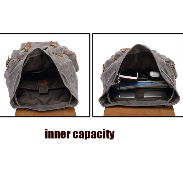 Canvas Shoulder Leather H44 Cm Travel Duffel Backpack
