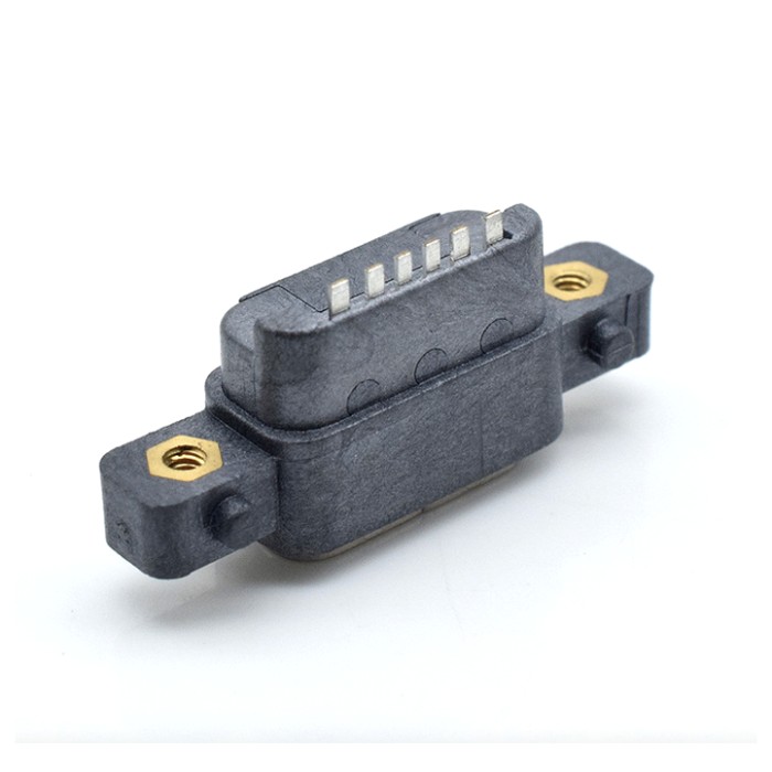 Ce USB Type C 6P Female Vertical IPX7 Dip Type Connector