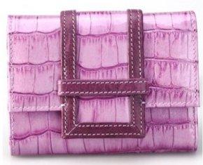 Crocodile-embossed Leather Purple Woman Credit Card Holders Wallets