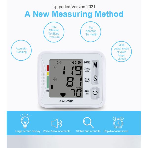 White Daily Checks Hospital LCD Digital Home Blood Pressure Device Rapid Measurement