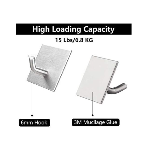 SUS304 Stainless Steel Heavy Duty Adhesive Hooks Removable Hooks For Walls