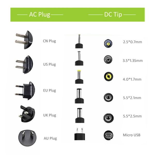 6W AC Switching Adapter 12V 0.5A Universal Power Supply Adapter