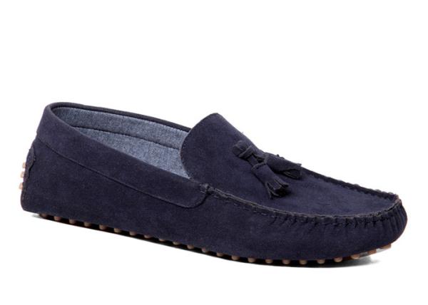 Stitching Style Flats Mens Black Driving Shoes , Moccasin - Gommino Suede