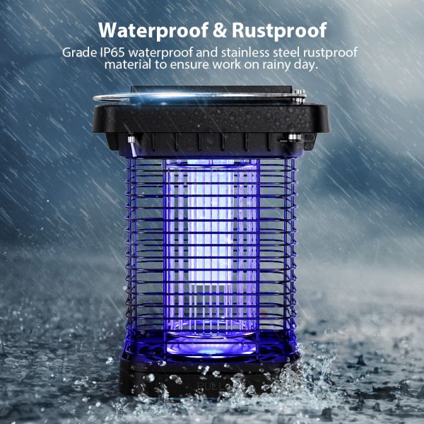 Waterproof Led Camping Solar Light Mosquito Zapper Handheld Rechargeable