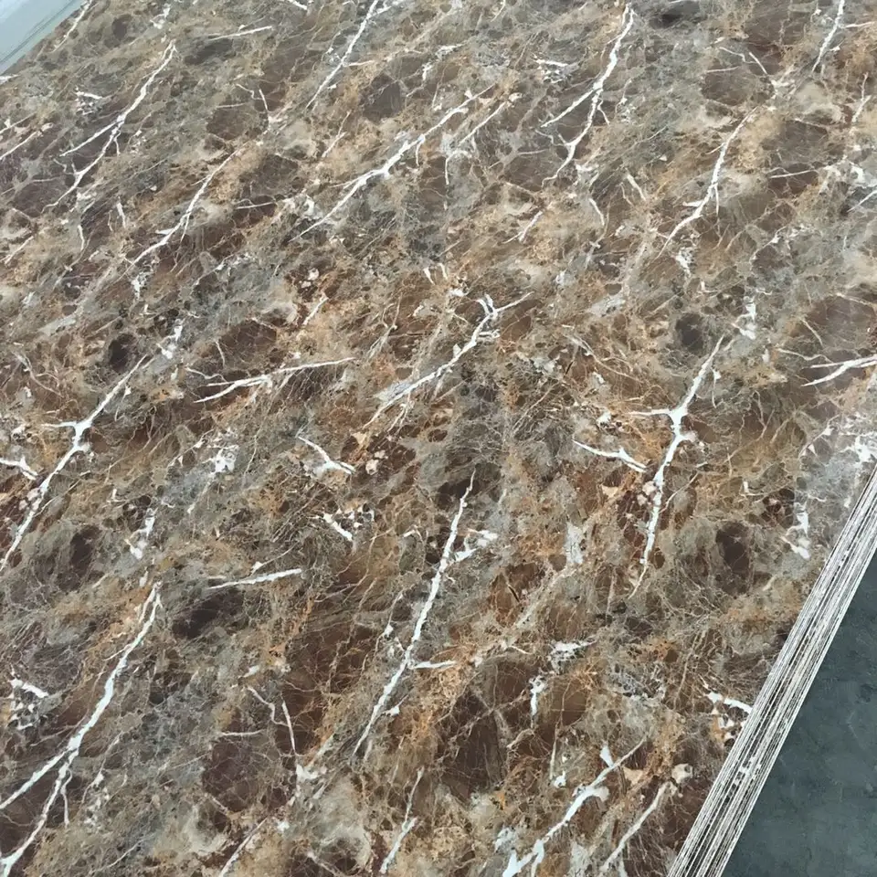 Waterproof High Glossy PVC Wall Panel Artificial Stone UV Marble Veneer for Household