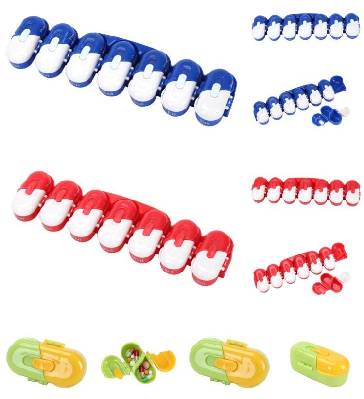 28 compartment column shape plastic pill storage box with pill crush box, Conventional eco-friendly 4 grids plastic trav