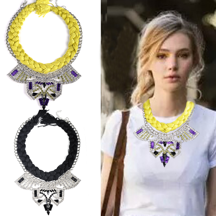 Manual weaving latest necklace colorful cloth ball pendant necklace fancy cheap necklace