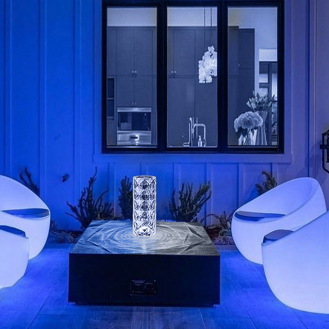 3w RGB Ra>70 Rechargeable Rose Crystal Desk Light with USB Cable & Remote Contrller