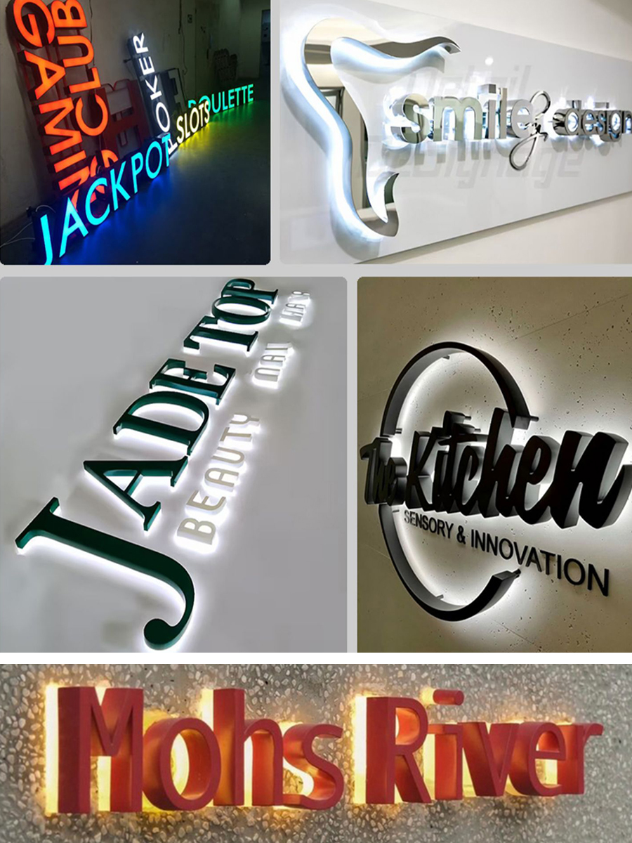 Advertising Custom Backlit Letter PC Acrylic 3D Letters LED Illuminated Sign for Office Wall