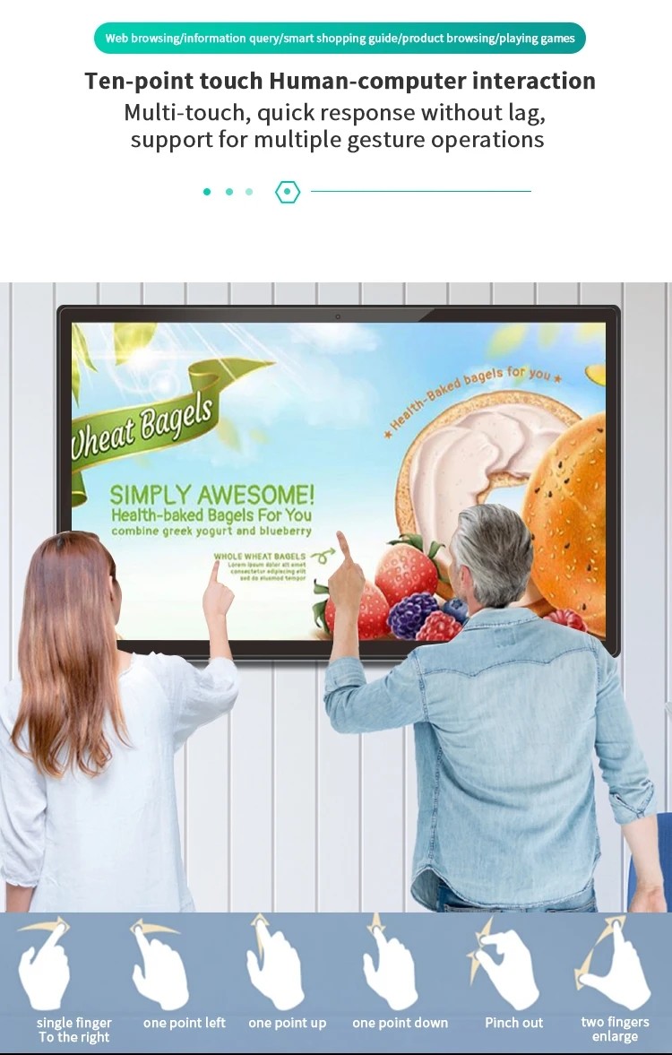Wall Hanging Interactive Kiosk Display Capacitive Touch Screen Panel 1920 X 1080