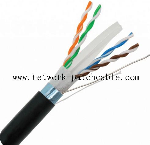 Cheap HDPE FTP Network Outdoor Cat6 Cable 0.58mm 4PR Black PE 10Mbit Ethernet for sale