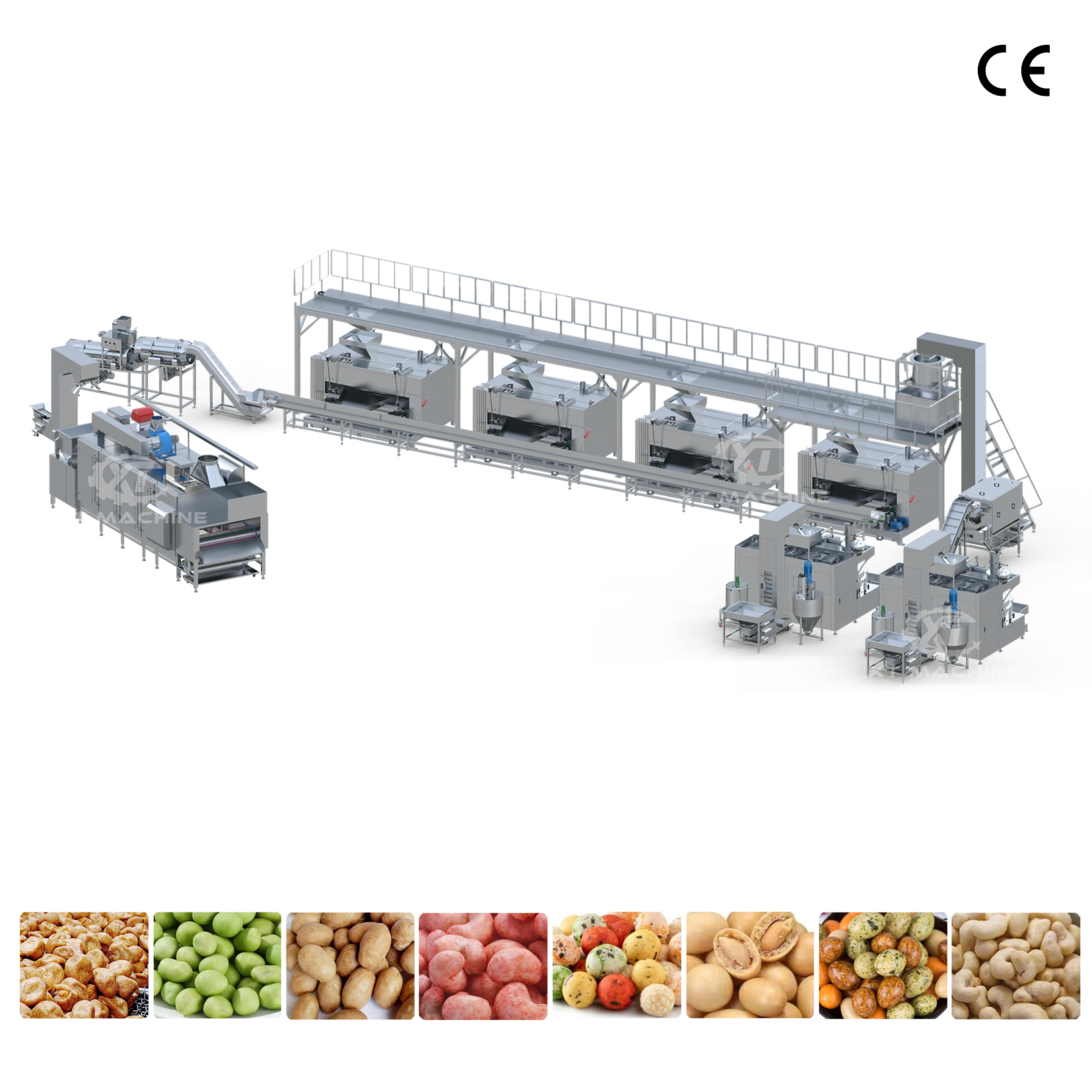 High Efficiency Peanut Coating And Roasting Production Line Food Roasting Processing Plan