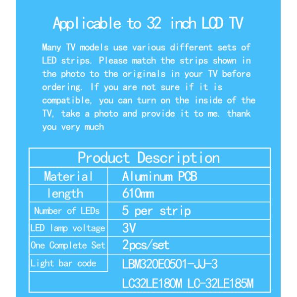 For LC32LE180M LC-32LE185M LC-32LE280X LC-32SA4200X LBM320E0501-JJ-3