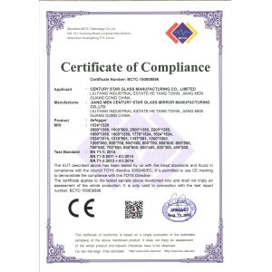 Century Star Glass Mirror Manufacturing Co.,Ltd Certifications