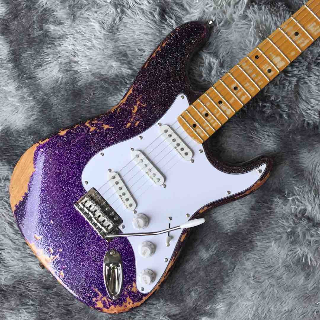 Custom Aged Strat Electric Guitar in Purple