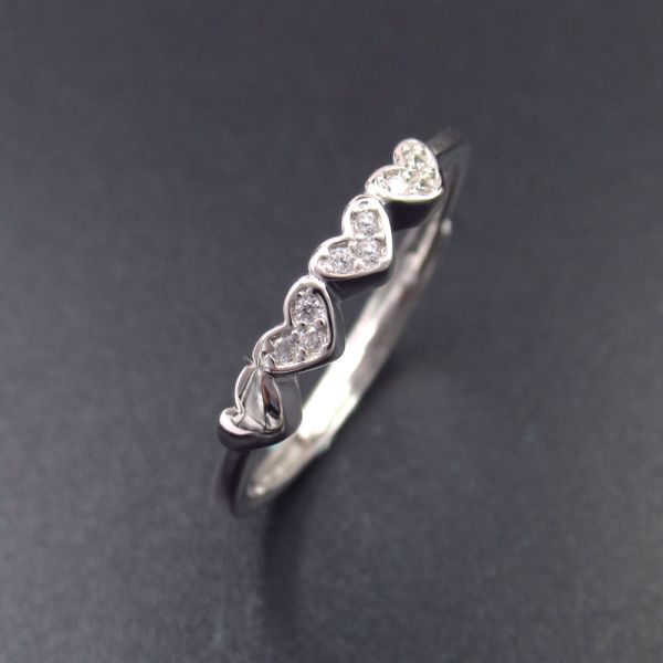 Rhinestone Silver Cubic Zirconia Rings / Pure 925 Sterling Silver Cross Ring