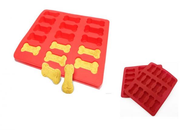 Cheap Red Homemade Silicone Ice Cube Trays Dog Bone Baking Molds For Cute Dog Treats for sale
