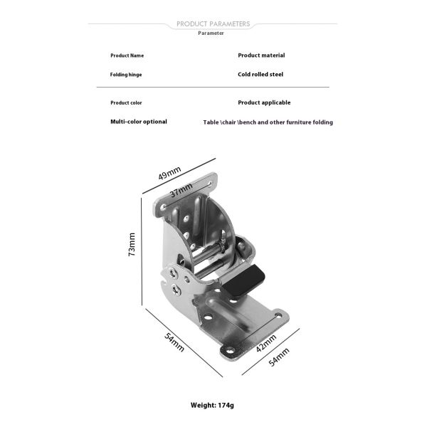 Black 90-Degree Self-Locking Double Brake Hinge for Furniture Coffee Table & Computer Table 180 Folding Lock