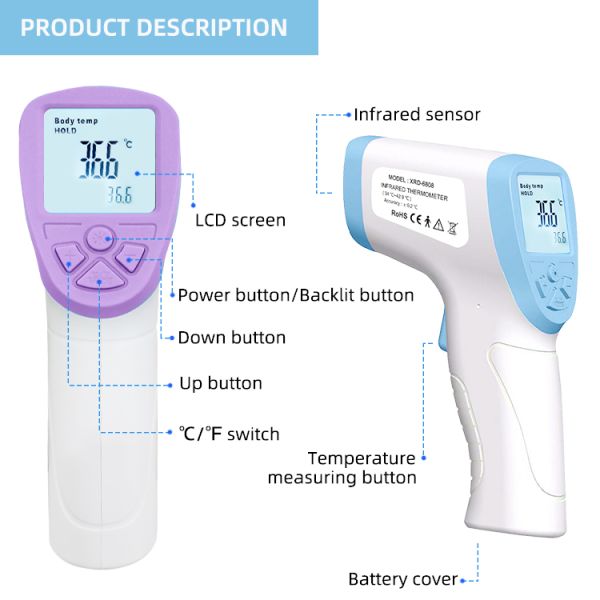 1 Second Test Time Non Contact Digital Thermometer Fever Fast Detect Gun Durable