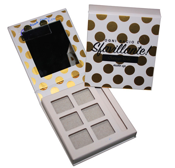 Easy Open Empty Eyeshadow Palette Cases Metalized Golden For Makeup Lines
