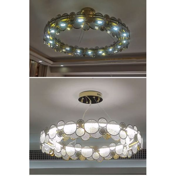 Modern chandelier lighting smoke gray glass round luxury crystal ceiling chandelier lighting(WH-CY-213)
