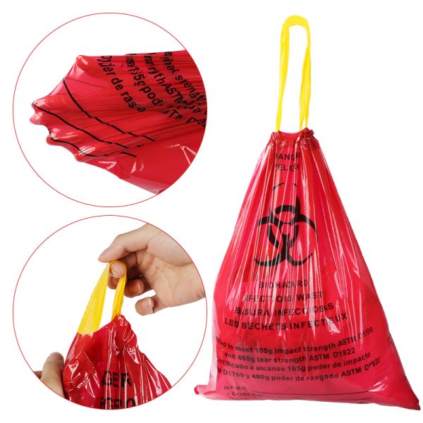 85cm*65cm HDPE LDPE Autoclave Biohazard Bags Drawstring Deisgn