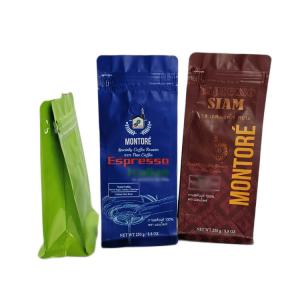 China Glossy Surface Tea Bags Packaging 250g Coffee Bags Flat Bottom Box Pouch Heat Seal on sale