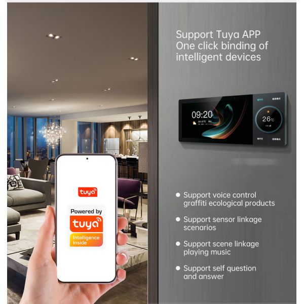 SIXWGH Luxury Upgrade 10-inch Smart Home Control Panel Tuya WiFi Zigbee Gateway App Voice Background Music Multi-Scenario Bar