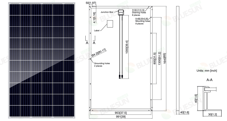 Bluesun Top Sale Solar Panel 230w 240w 250w 260w 270w 280w 400w Solar Power Panel 450w Solar Panel Price