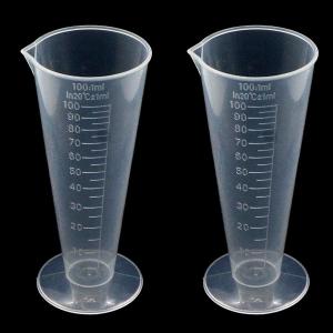 Quality 100mL Plastic Graduated Measuring Cup Capacity Beaker Cone Shape Round Base Labs Kitchen Clear wholesale