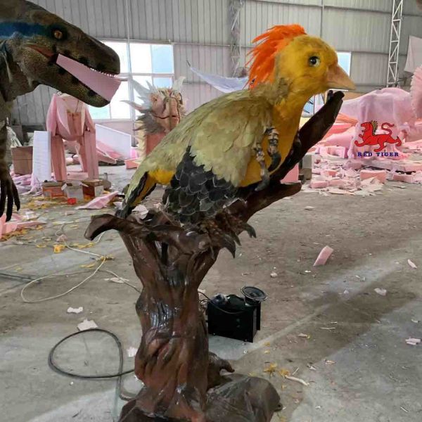 Walking Animatronic Dinosaur Theme Park Confuciusornis Statue