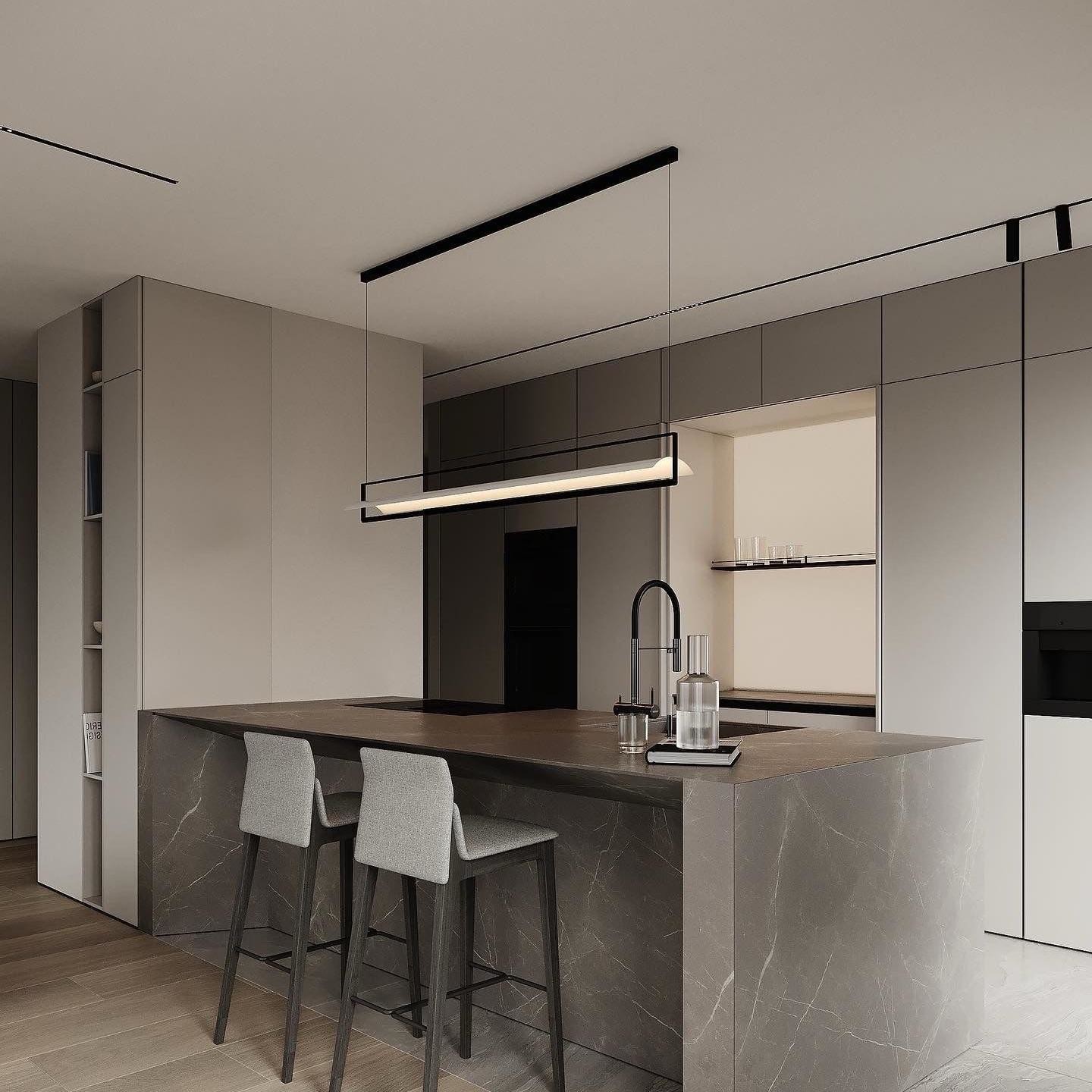 Modern Cabinet White Oak Wood Veneer Handless Frameless Contemporary Kitchen Cabinet