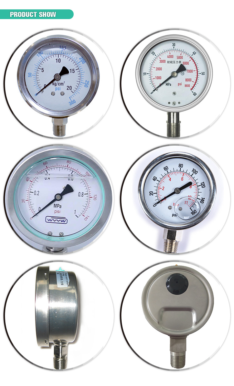 WYYW High Pressure Gauge 60mm All Stainless Steel Silicone Oil Filled Pressure Gauges