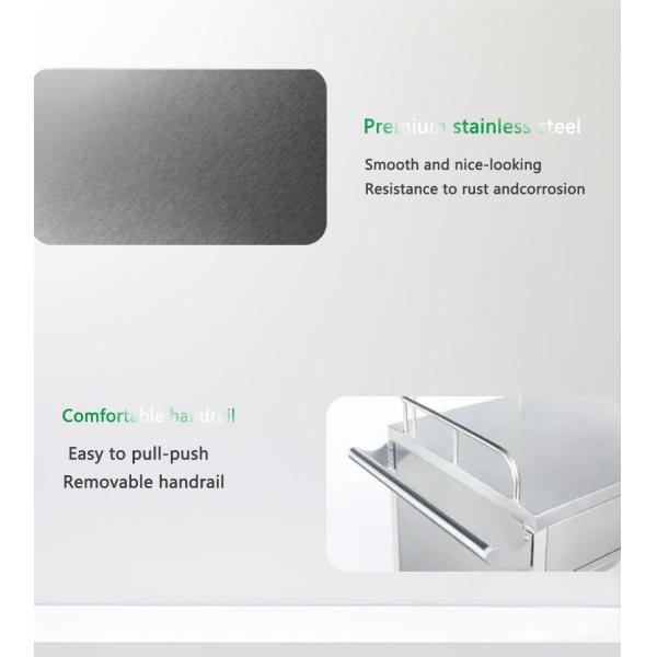 3-Tier Stainless Steel Medical Equipment Trolley with Drawers for Hospital Medical Equipment