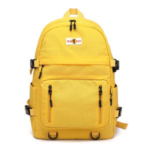 Quality Unisex Yellow Soft Nylon Backpack With Top Handle Zipper Closure wholesale