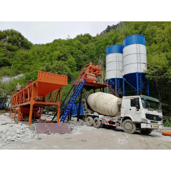 HZS50 Mobile Concrete Batching Plant 115Kw For Small Scale Construction Sites