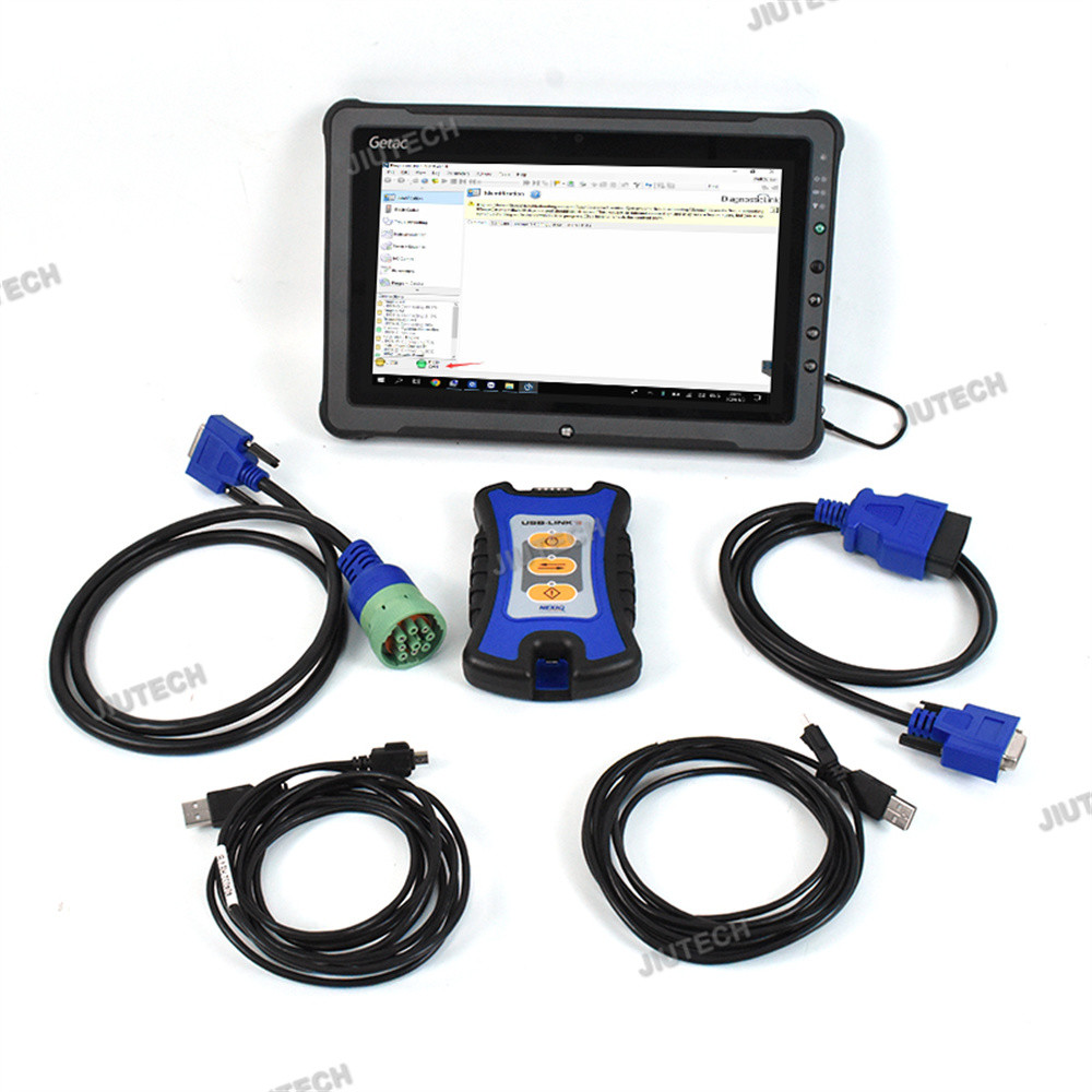 Ready to use Getac F110 tablet Truck Diagnostic Tool for usb-link 3 j1962 adapter truck For detroit diesel diagnostic