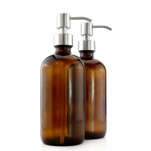 Quality 500ML Brown Glass Lotion Bottles With 28mm Pump Dispenser wholesale