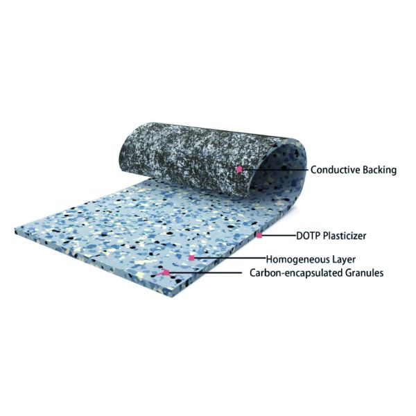 CE SGS 3mm Relle Flooring PVC Surface ESD Conductive Vinyl Tile