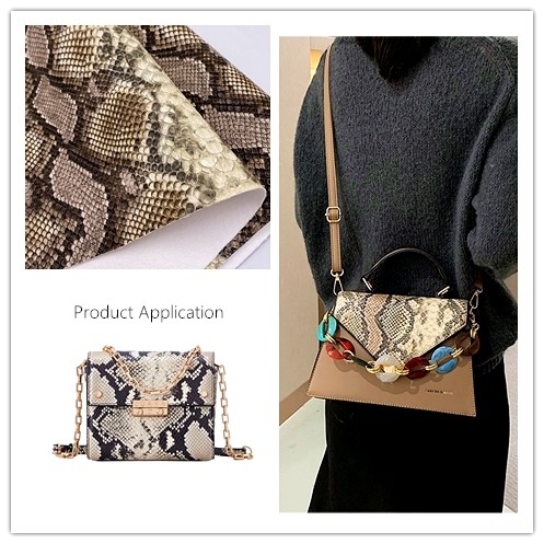Snake Pattern Handbag PU Leather Printed Imitation Cotton Velvet