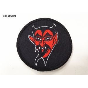 China Custom Devil Logo Round Merrow border Clothing Embroidery Patches on sale