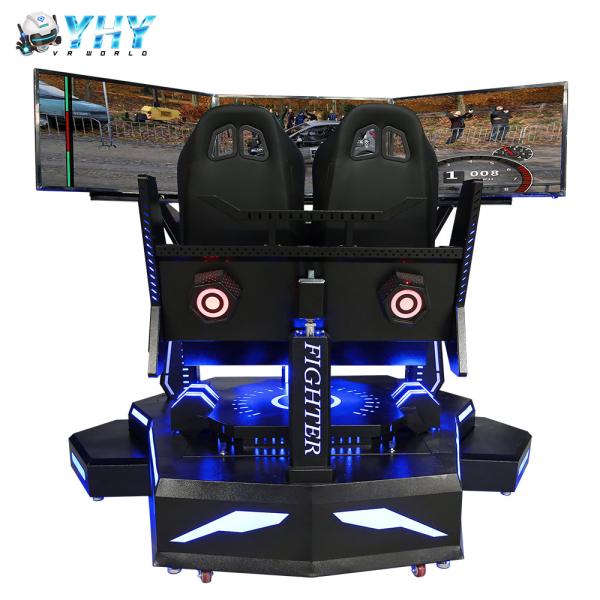 2 Players Three Screen Racing Simulator Adjustable Driving Game Steering Wheel Simulator
