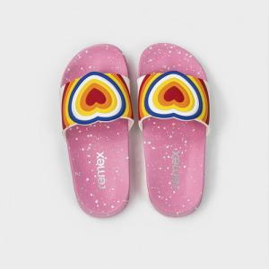 China Girls Rainbow loving Heart antislip Beach / Pool / Shower Room EVA Slide Sandals on sale