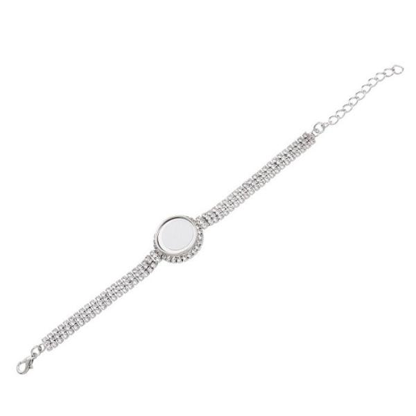 Silver Rhinestone Bracelet Sublimation Metal Charm Bracelet Jewelry Blanks For Valentine'S Day